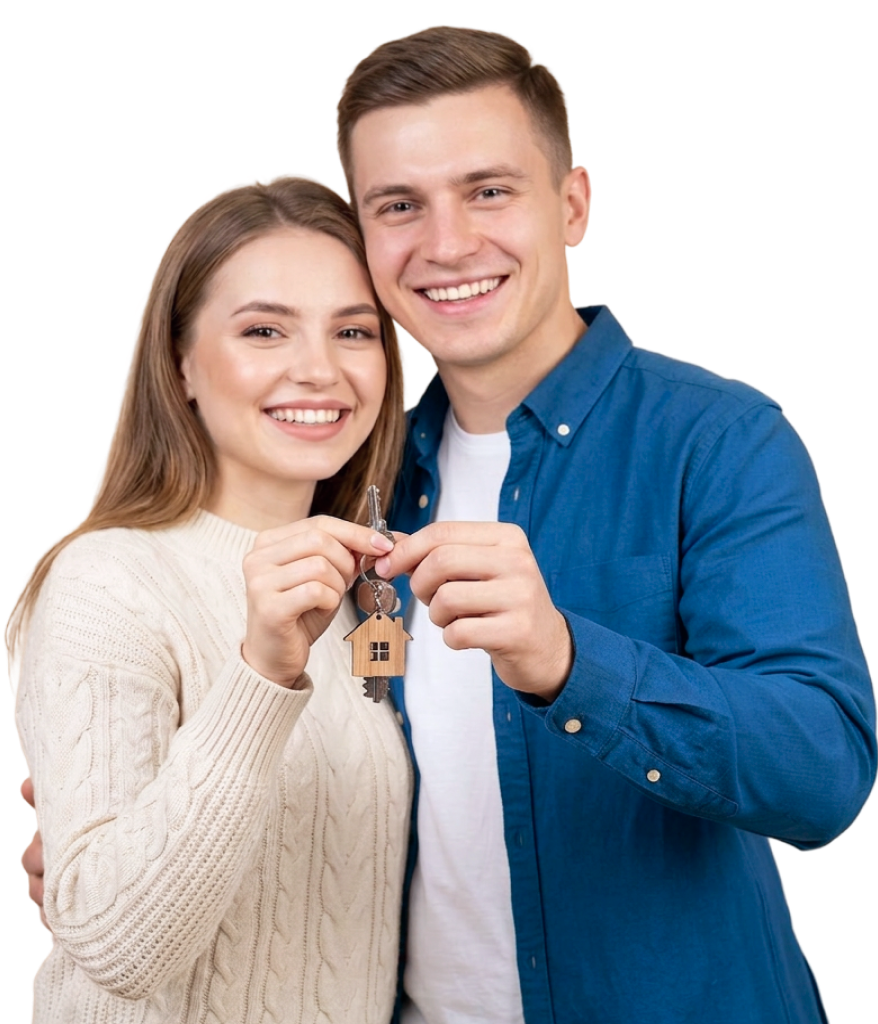 Пара с ключами от новой квартиры